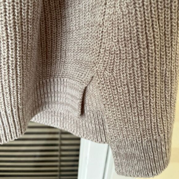 Express Beige Long Sleeved Crew Neck Sweater, Side slits, Large - Picture 6 of 8